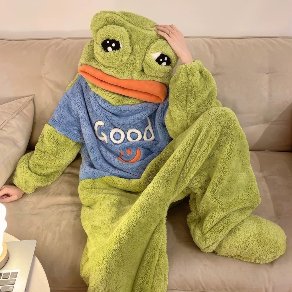 Sad-Frog-Fleece-Onesie-Pajama-Boogzel-Clothing
