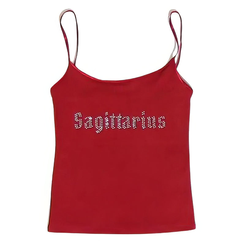 Sagittarius Zodiac Sign Y2K Rhinestone Top
