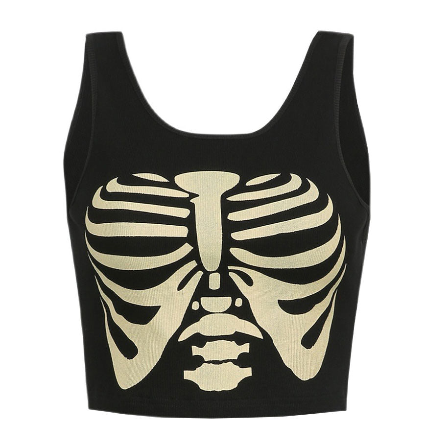 Skeleton Print Tank Top boogzel apparel 