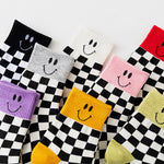 smiley face checkered socks boogzel apparel