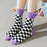 purple checkered socks boogzel apparel