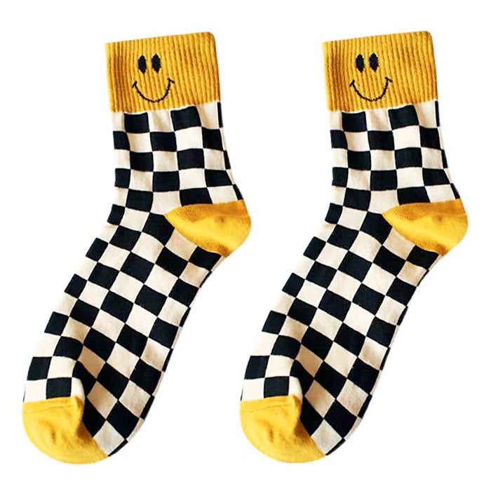 smile checkered socks boogzel apparel