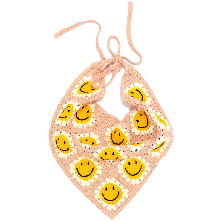 Smiley Face Crochet Bandana boogzel apparel