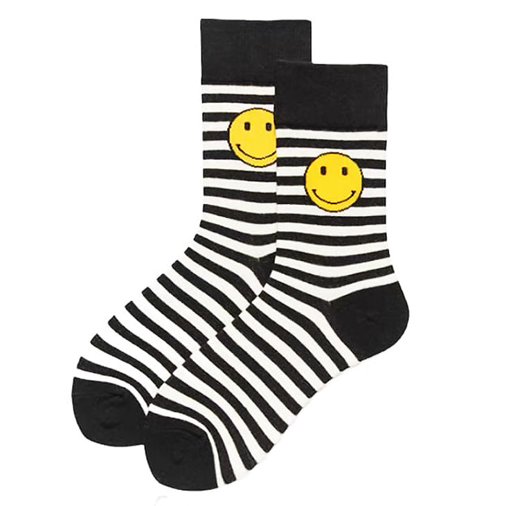 smiley face striped socks boogzel apparel