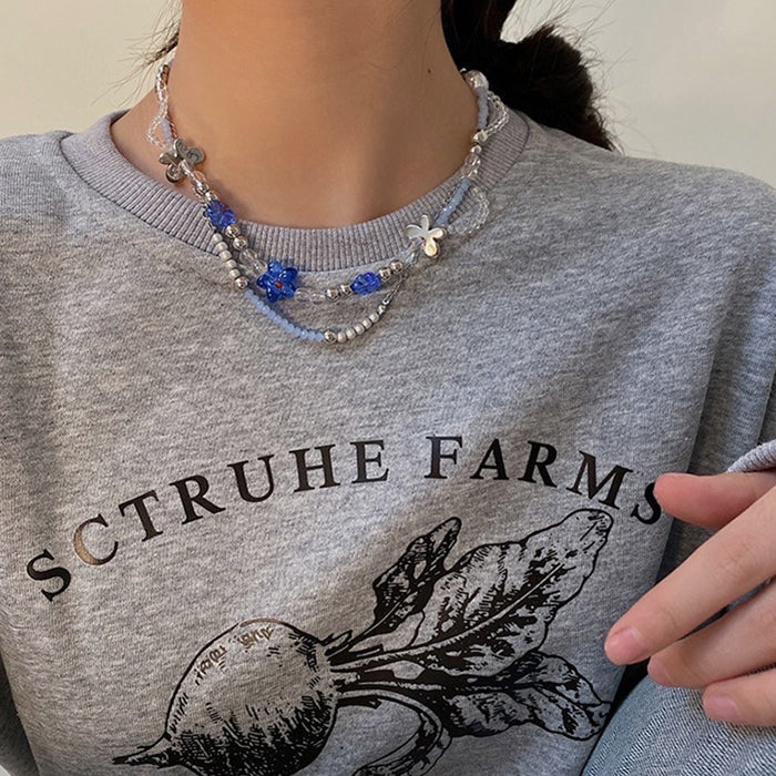soft grunge blue beaded necklace boogzel apparel