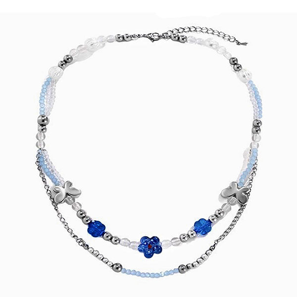 soft grunge blue beaded necklace boogzel apparel