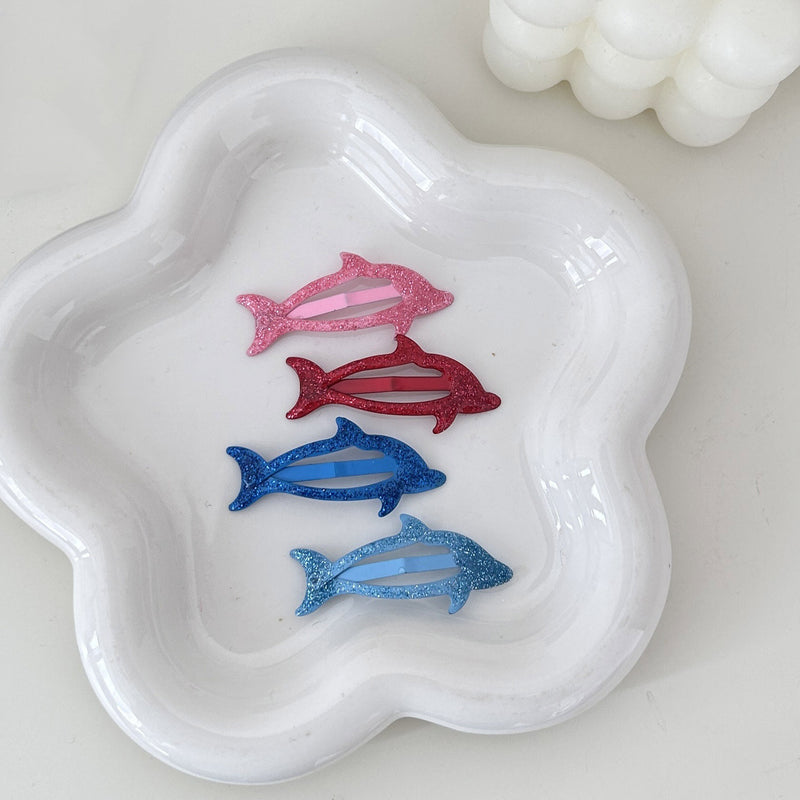 Sparkly Dolphin Y2K Hair Clips