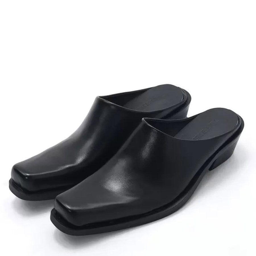 Square Toe Minimalist Black Mules, EU36 (US6.0) / Black Square Toe Minimalist Black Mules, EU36 (US6.0) / Black