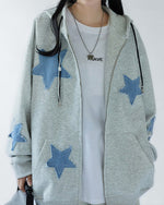 Star Patch  Zip Up Hoodie - Aesthetic Outfits - Boogzel Clothing