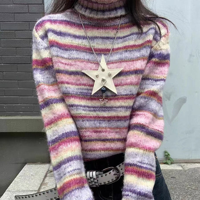 striped turtleneck sweater boogzel apparel