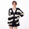 Striped Fuzzy Butterfly Cardigan boogzel clothing aesthetic clothes