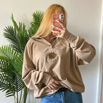 Sun Embroidery Button Up Sweatshirt boogzel apparel