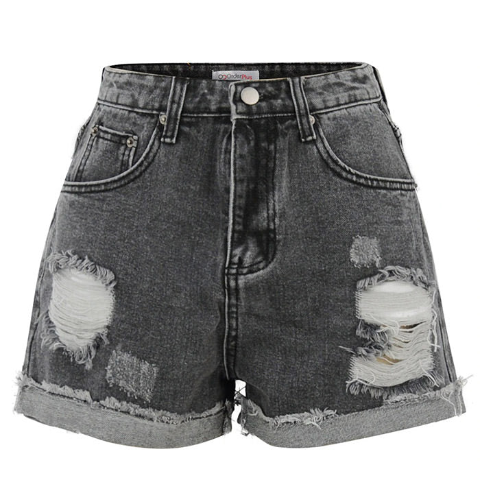 Moon Black Denim Clothing Sun Boogzel & - Grunge Shorts