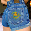 Sun and Moon Embroidered Shorts boogzel apparel