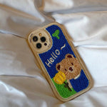 bear fuzzy embroidery iphone case boogzel apparel