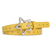 These colorful belts feature a playful star-shaped buckle and are decorated with small, embossed stars throughout. Available in pink, blue, and yellow, each belt is designed to add a whimsical touch to any outfit