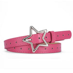 These colorful belts feature a playful star-shaped buckle and are decorated with small, embossed stars throughout. Available in pink, blue, and yellow, each belt is designed to add a whimsical touch to any outfit
