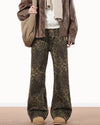 These aesthetic oversized jeans feature a leopard pattern and wide-leg design - boogzel clothing 