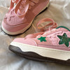 These cute pink sneakers have a vegan leather upper with an aesthetic jelly star design, a low ankle rise and a lace up in front - boogzel clothing