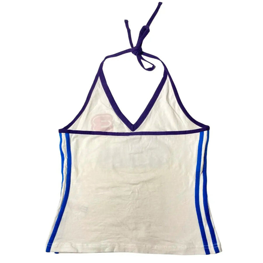 This Nostalgic France Halter Tank brings back 90s fashion with "FRANCE" lettering and a French shield emblem. The halter neck design is perfect for a retro aesthetic look