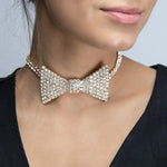 Y2K Style Rhinestone Bow Necklace - boogzel clothing