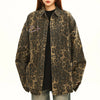 This 90's style leopard denim jacket features a rhinestone star on the chest and button-up construction -boogzel clothing