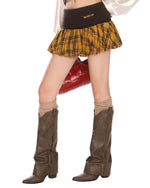 This cute balloon skirt features a layered plaid fabric with a contrast waistband - boogzel clothing