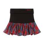 This cute balloon skirt features a layered plaid fabric with a contrast waistband - boogzel clothing