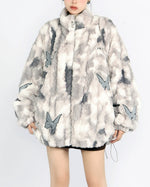 Butterfly Aesthetic Oversized Fur Jacket