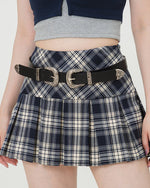 This preppy aesthetic mini skirt features a high waist, pleated design and classic plaid pattern - boogzel clothing