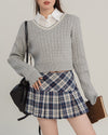 This preppy aesthetic mini skirt features a high waist, pleated design and classic plaid pattern - boogzel clothing