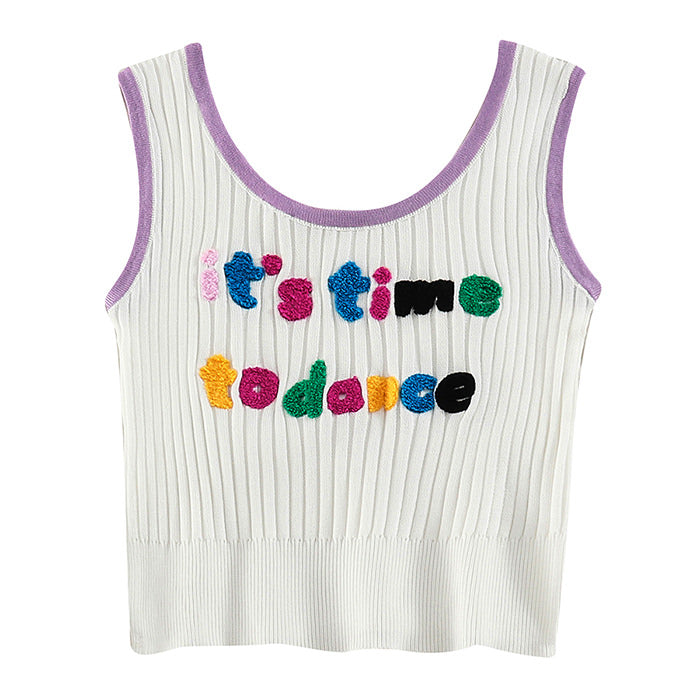 letter embroidery tank top boogzel apparel