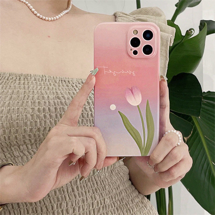 pink tulip iphone case boogzel apparel