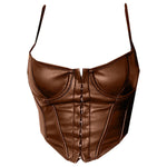 brown leather corset top boogzel apparel