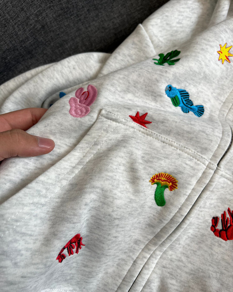 Underwater Life Embroidery Hoodie - aesthetic clothes - boogzel clothing