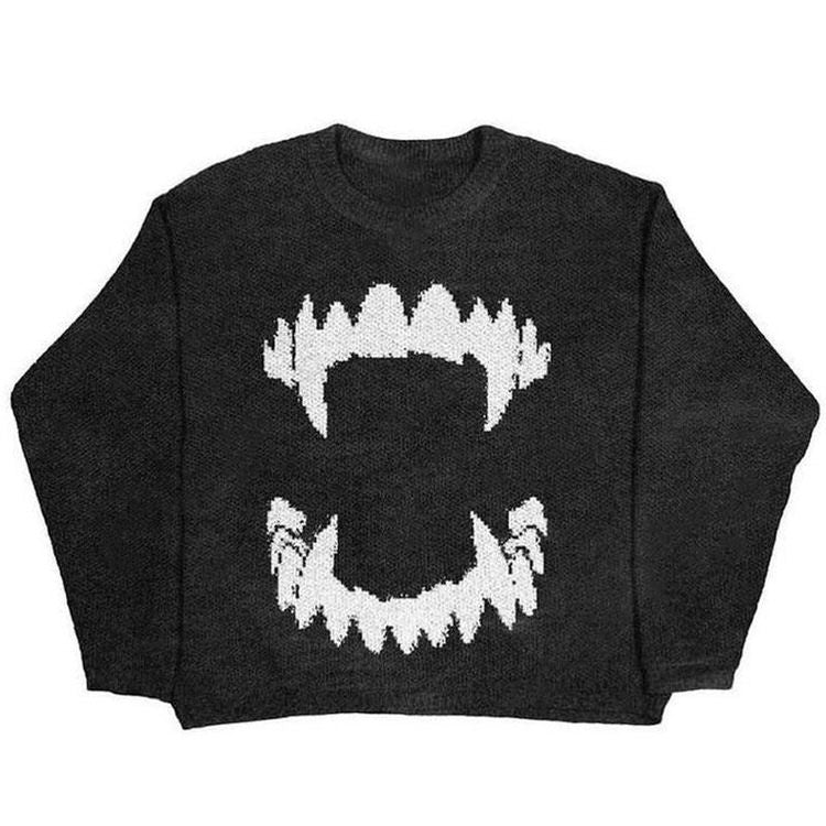 Vampire Teeth Oversized Sweater boogzel apparel