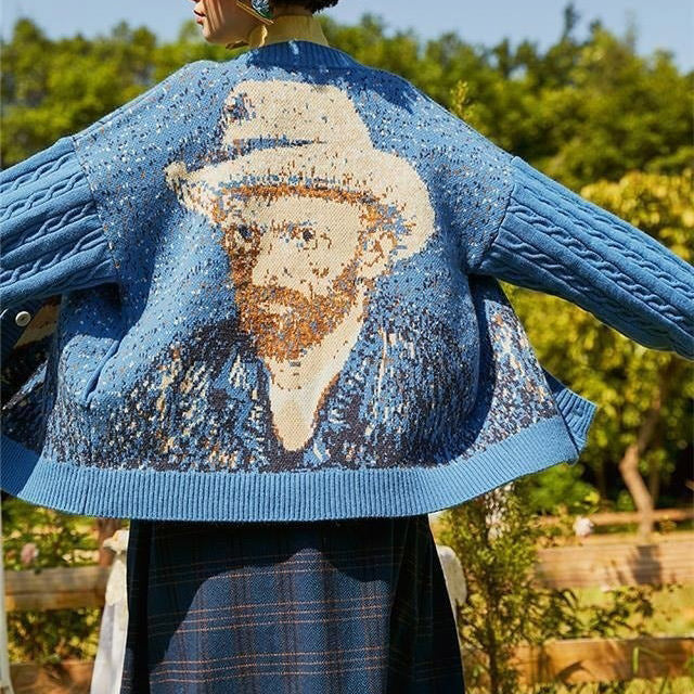 Van Gogh Self-Portrait Knit Cardigan | BOOGZEL CLOTHING – Boogzel