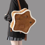 brown sheepskin star backpack boogzel clothing