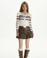 Vegan leather pleated mini skirt with an adjustable heart buckle belt - boogzel clothing