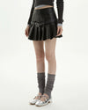 Vegan leather pleated mini skirt with an adjustable heart buckle belt - boogzel clothing