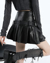 Vegan leather pleated mini skirt with an adjustable heart buckle belt - boogzel clothing