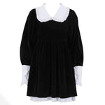 Velvet Collar Mini Black Dress boogzel apparel