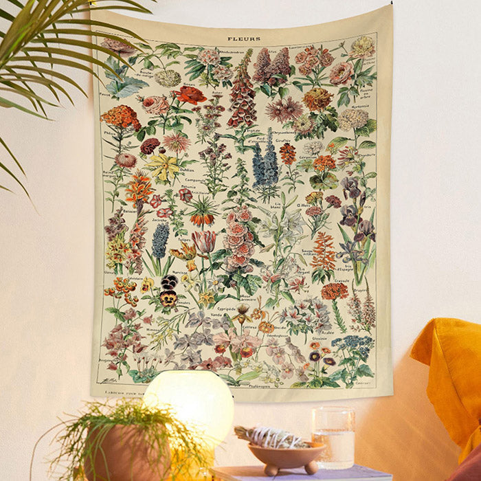Vintage Aesthetic Fleurs Wall Tapestry boogzel apparel