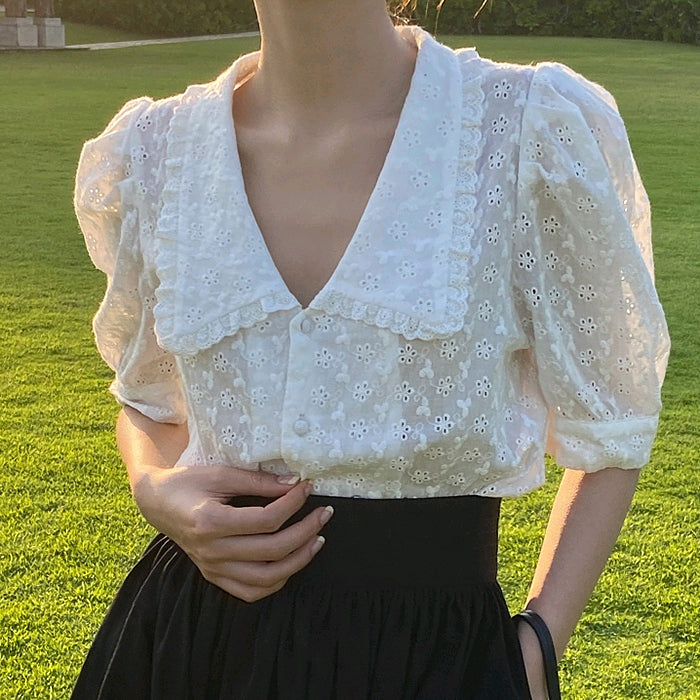 vintage collar lace shirt boogzel apparel