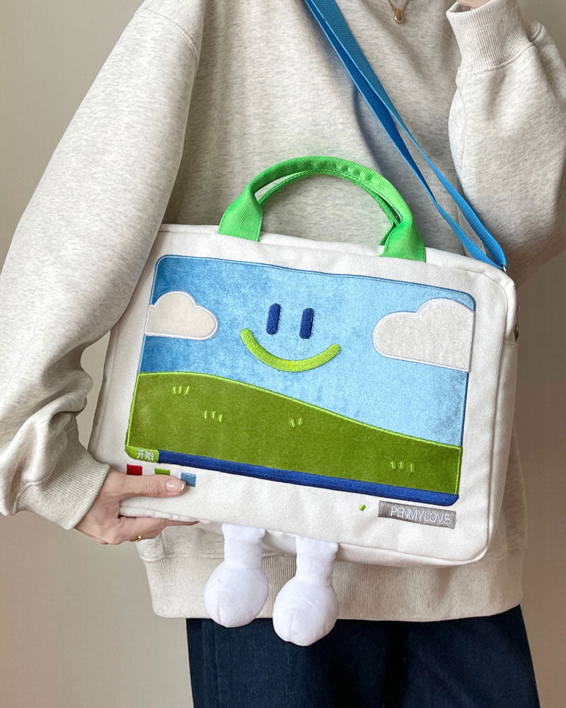 Windows XP Aesthetic Embroidery Laptop Handbag | Boogzel Clothing