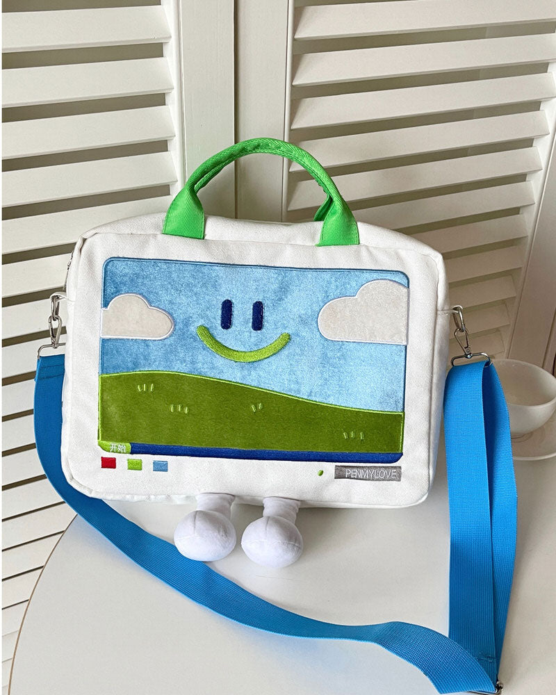 Windows XP Aesthetic Embroidery Laptop Handbag | Boogzel Clothing