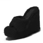 black fur sandals boogzel apparel