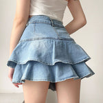 Y2K Denim Ruffled Skirt
