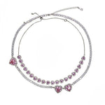 pink heart rhinestone necklace boogzel apparel