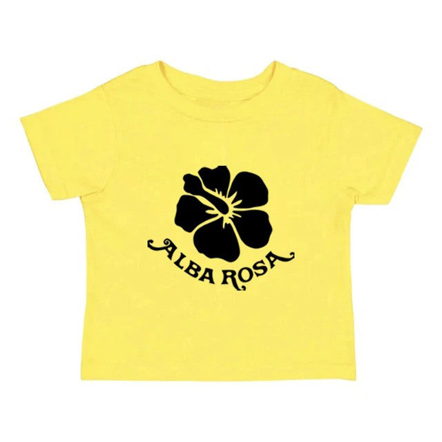 Y2K aesthetic top featuring a hibiscus graphic on the front - alba  rosa baby tee boogzel clothing